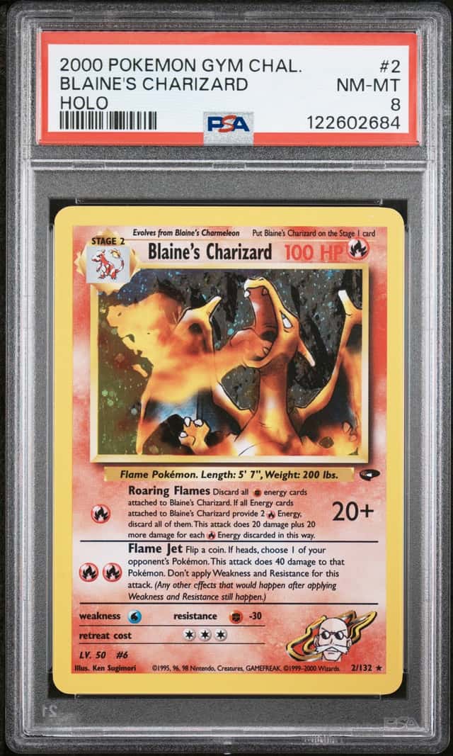 2000 POKEMON GYM CHALLENGE #2 BLAINE'S CHARIZARD HOLO PSA 8