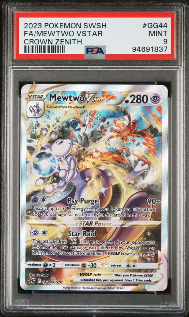 MEWTWO VSTAR 2023 POKEMON CROWN ZENITH GG44/GG70 GALARIAN GALLERY PSA 9 Q4374