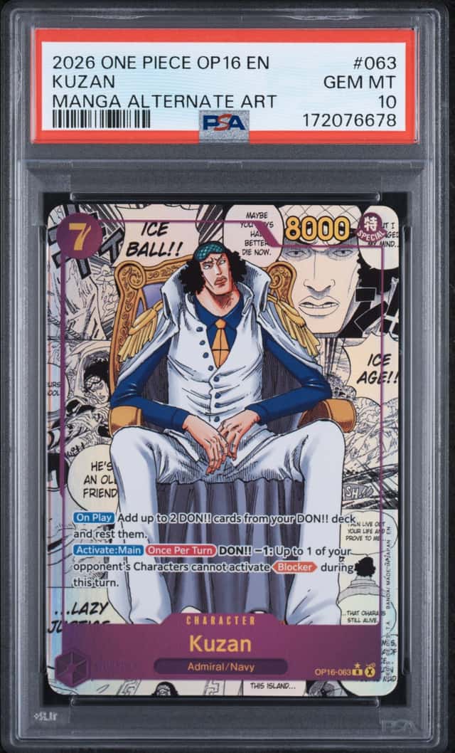 ONE PIECE KUZAN 2026 THE TIME OF BATTLE #063 MANGA ALT ART PSA 10