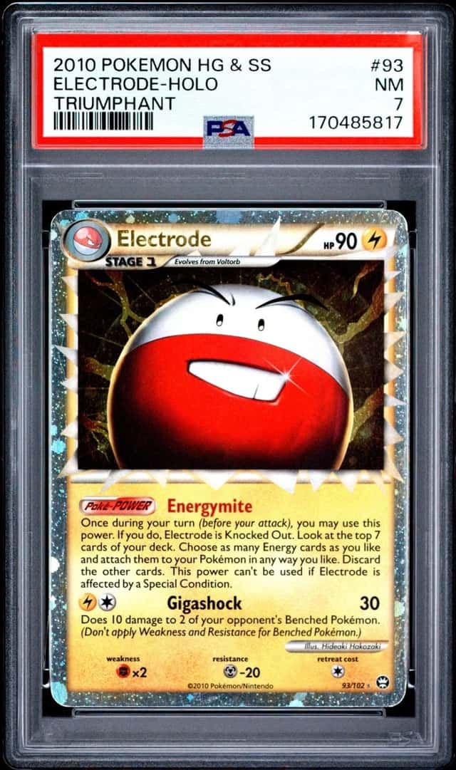 2010 POKEMON HEARTGOLD & SOULSILVER TRIUMPHANT #93 ELECTRODE-HOLO PSA 7