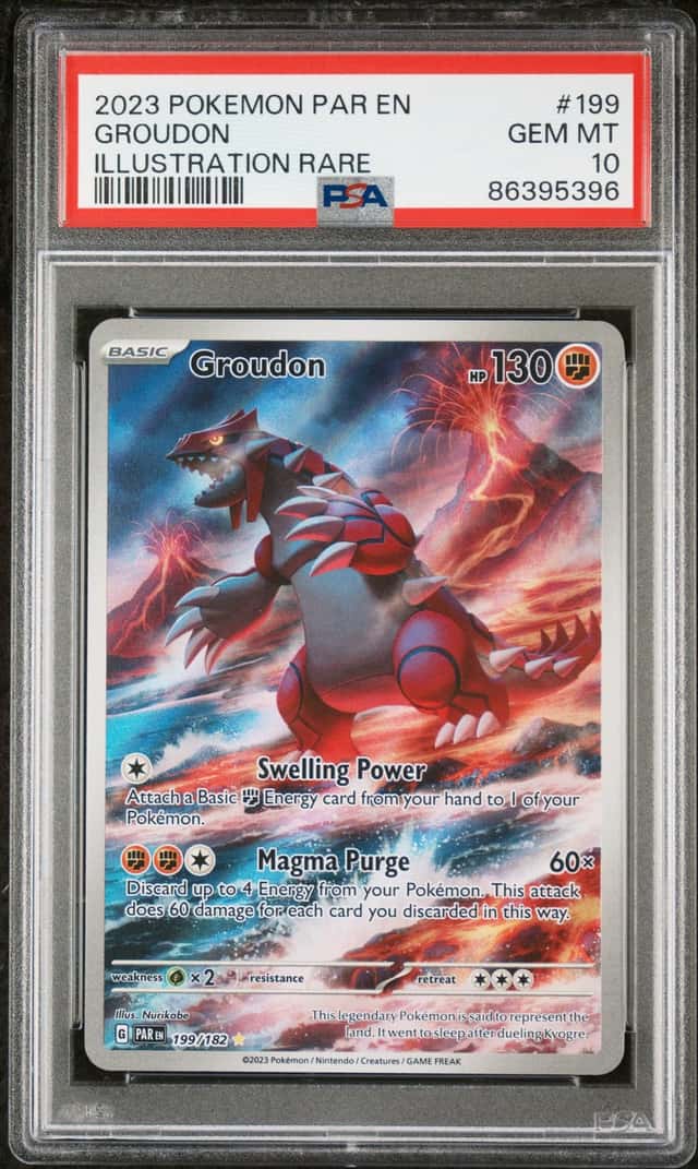 GROUDON 2023 POKEMON PARADOX RIFT 199/182 ILLUSTRATION RARE PSA 10 Q3963-7