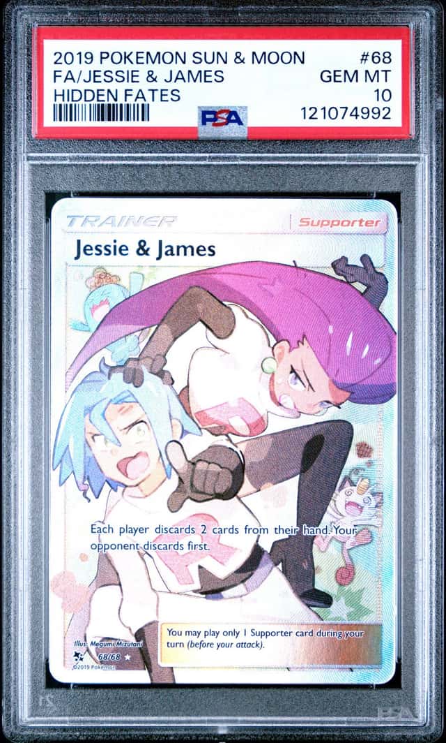 Pokemon Hidden Fates Jessie & James 68/68 Full Art Holo English PSA 10 Cert