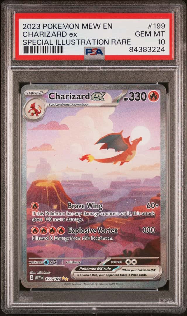 2023 Pokémon TCG Charizard ex 199/165 SV 151 SIR Holo PSA Graded Cert 84383224