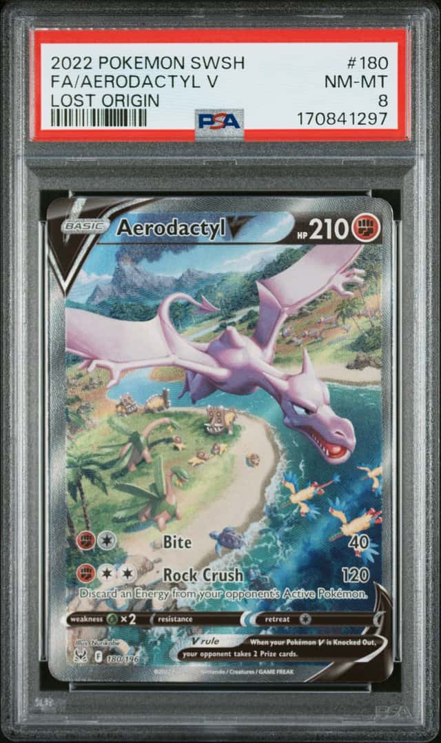 PSA 8 - 2022 Pokemon Lost Origin Aerodactyl V #180