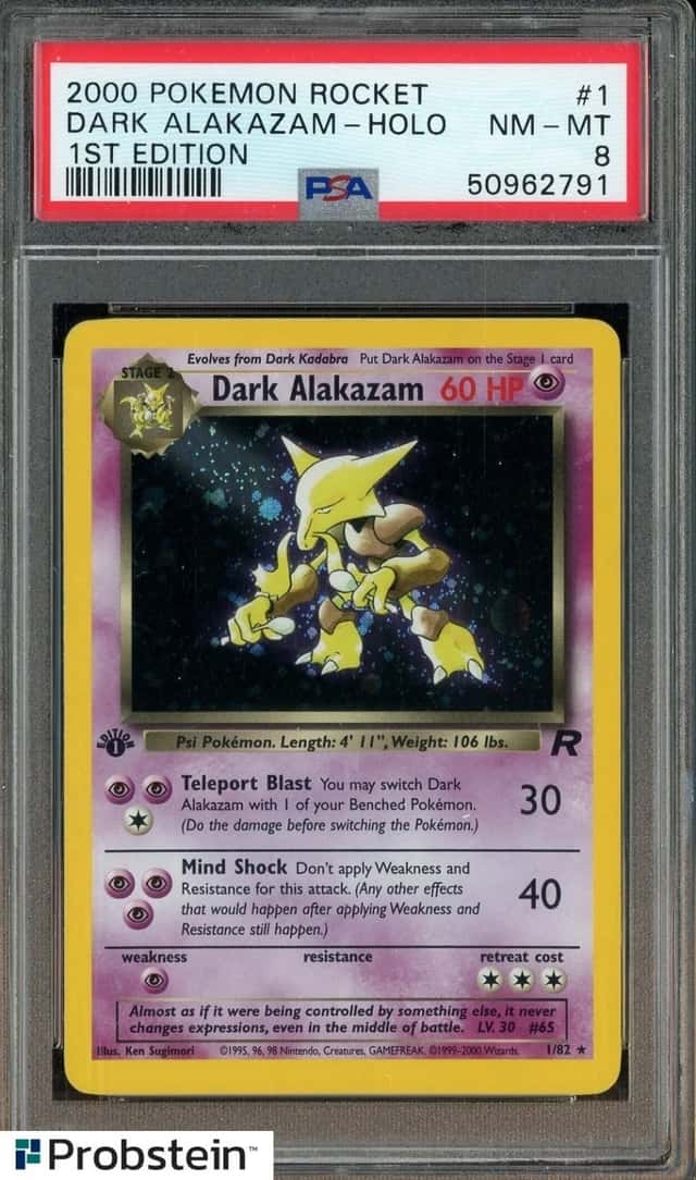 2000 Pokemon Rocket 1st Edition #1 Dark Alakazam Holo PSA 8 NM-MT