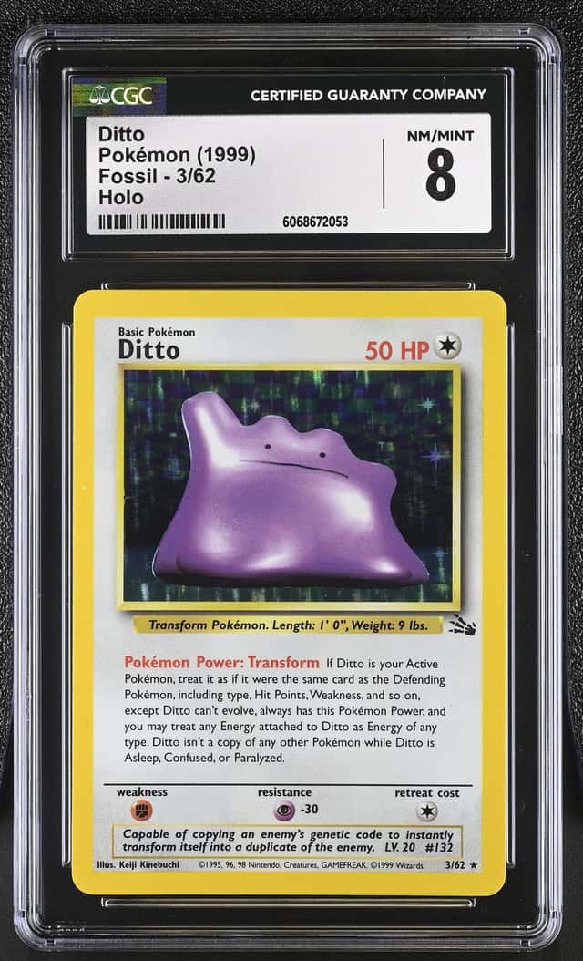 1999 Pokemon Fossil 3/62 Ditto Holo CGC 8 NM-MINT