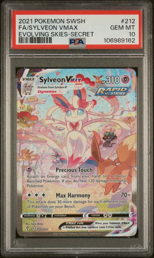 SYLVEON VMAX 2021 POKEMON EVOLVING SKIES 212/203 FULL ART PSA 10 Q3963-7