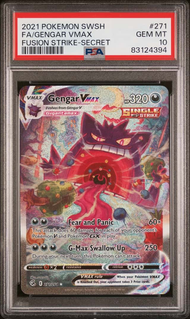 2021 Pokemon SWSH Fusion Strike Secret #271 FA Gengar VMax PSA 10 GEM MINT