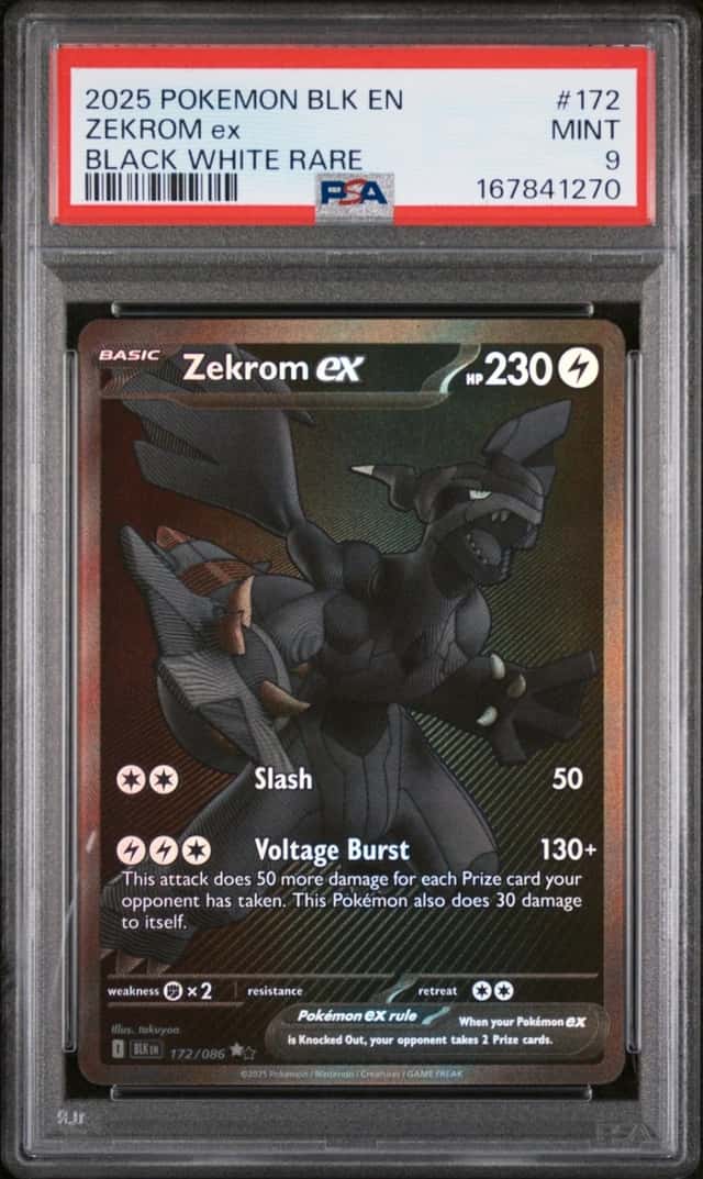 2025 POKEMON BLK EN-BLACK BOLT BLACK WHITE RARE #172 ZEKROM EX PSA 9