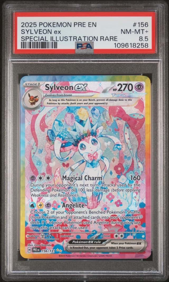 2025 POKEMON PRE EN-PRISMATIC EVOLUTIONS #156 SYLVEON EX PSA 8.5