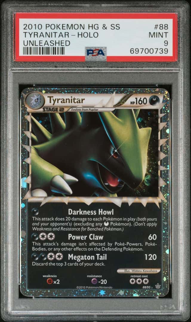 2010 POKEMON TYRANITAR PRIME HOLO HEARTGOLD & SOULSILVER UNLEASHED #88 PSA 9