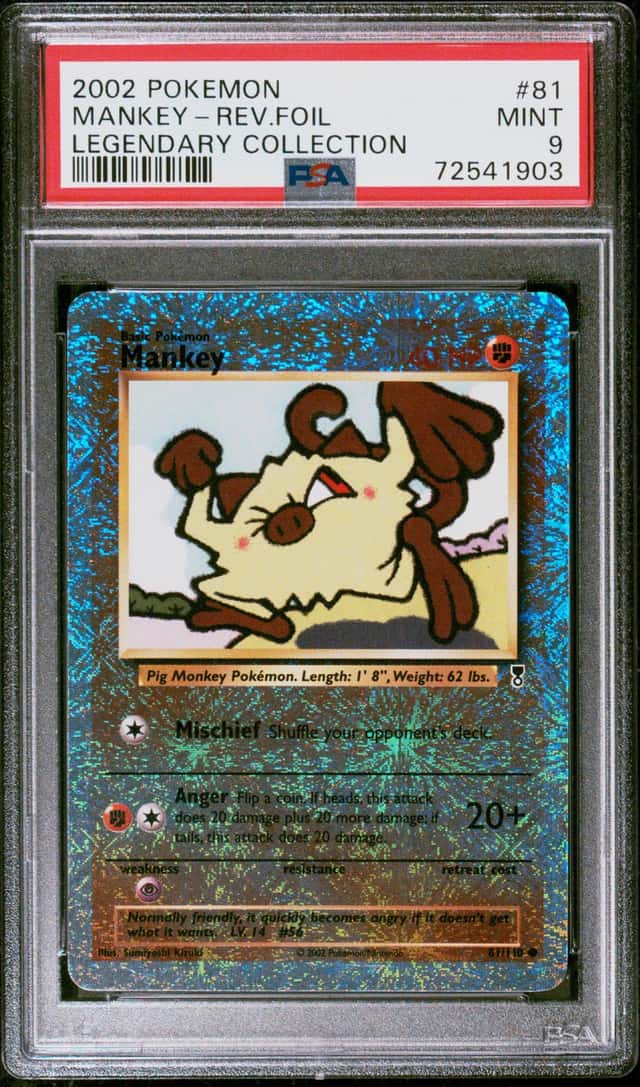 POKEMON MANKEY-REV.FOIL 2002 LEGENDARY COLLECTION #81 PSA 9