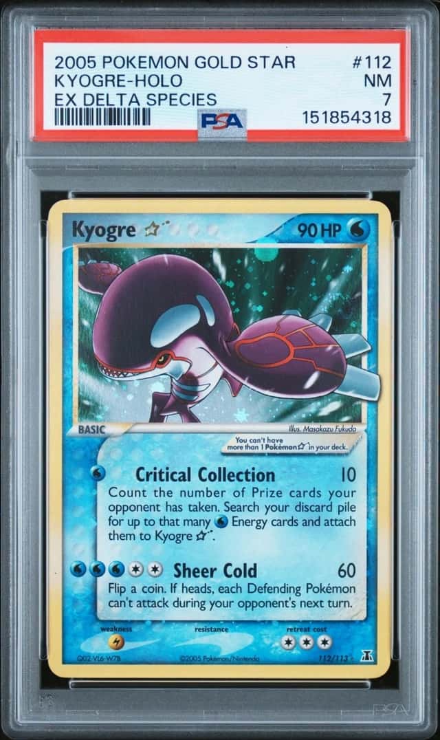 2005 POKEMON EX DELTA SPECIES GOLD STAR #112 KYOGRE-HOLO PSA 7