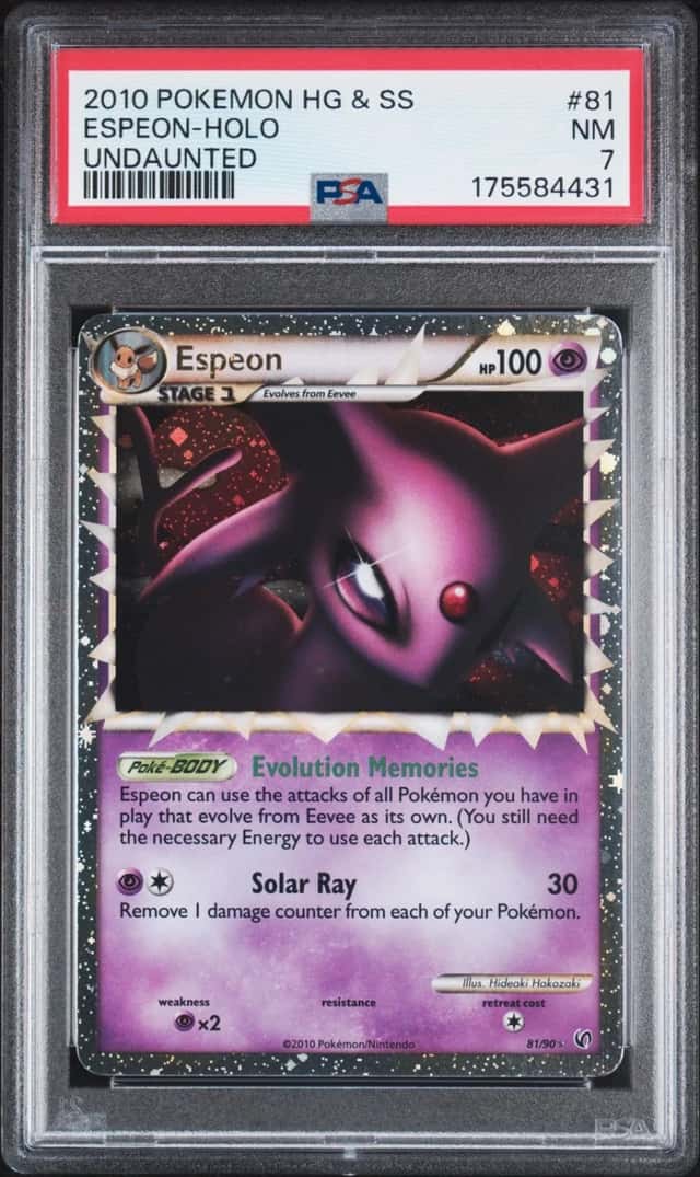 2010 POKEMON HEARTGOLD & SOULSILVER UNDAUNTED #81 ESPEON-HOLO PSA 7