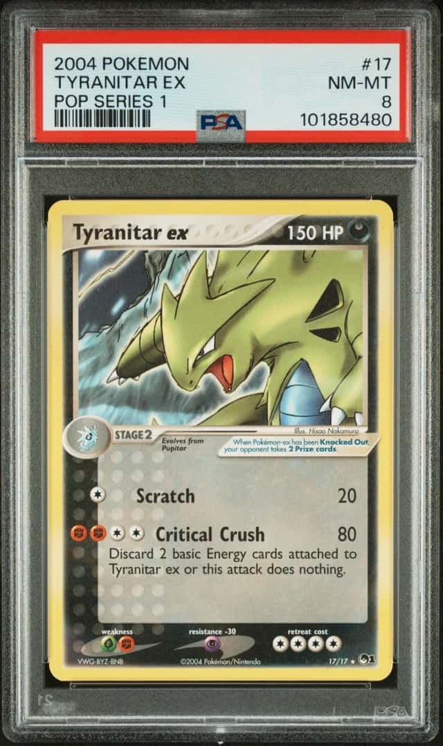 2004 POKEMON POP SERIES 1 #17 TYRANITAR EX PSA 8