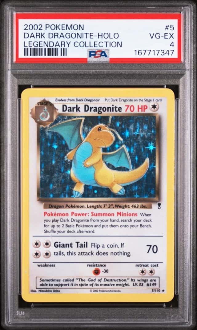 2002 POKEMON LEGENDARY COLLECTION #5 DARK DRAGONITE-HOLO PSA 4