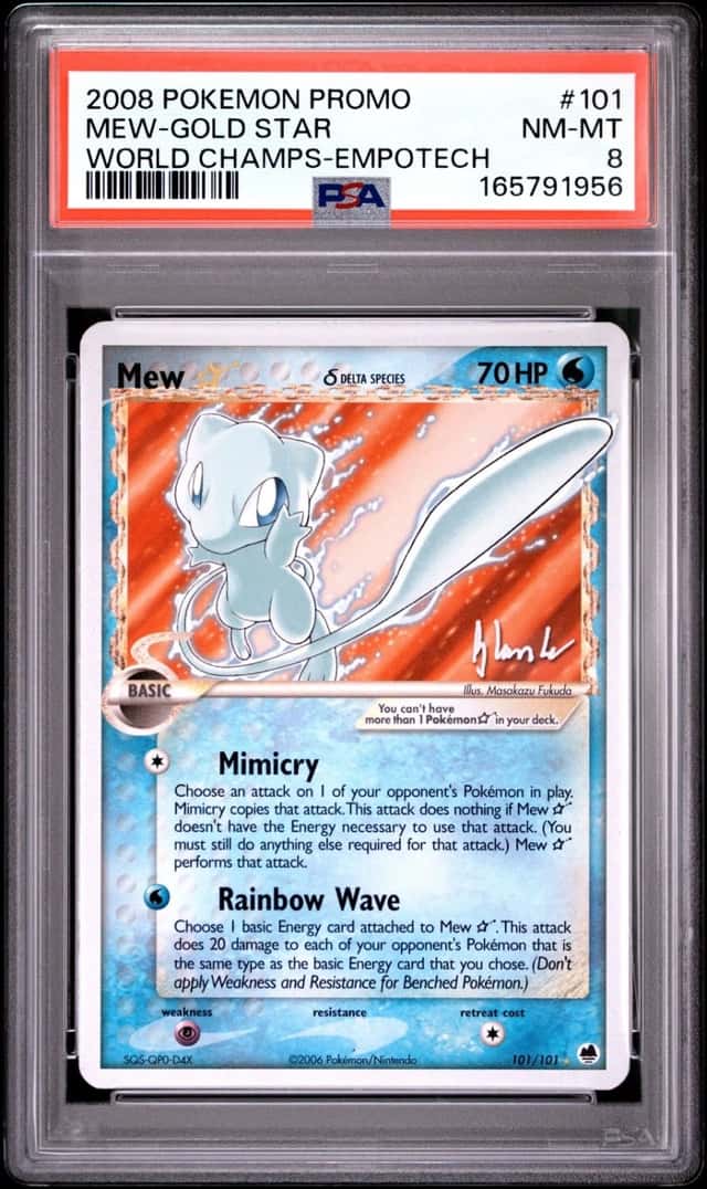 2008 POKEMON WORLD CHAMPIONSHIPS PROMO EMPOTECH #101 MEW-GOLD STAR PSA 8