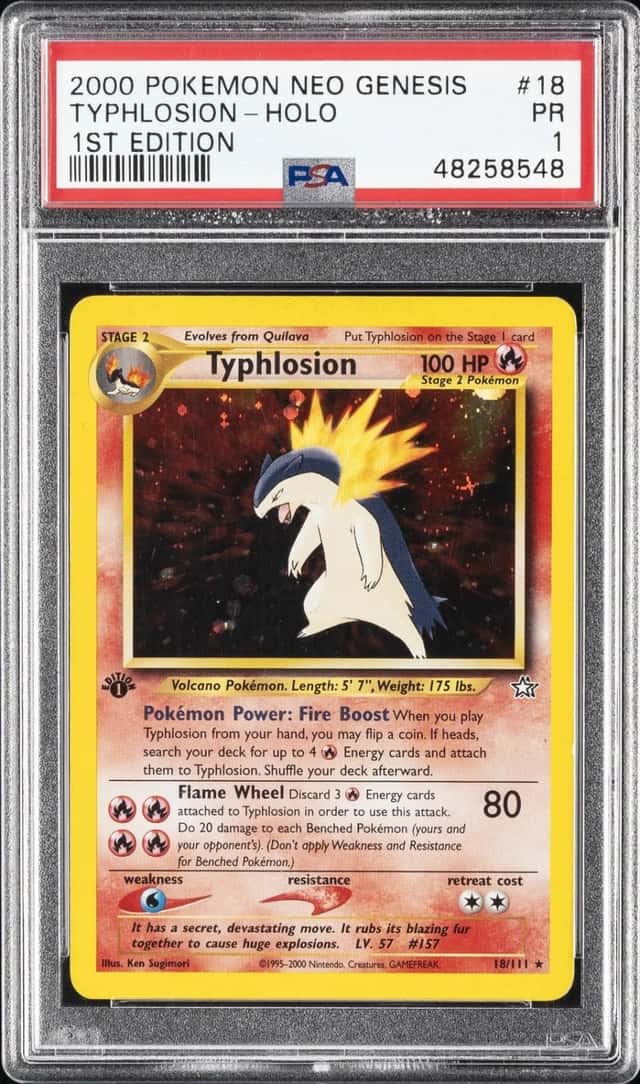 2000 POKEMON NEO GENESIS 1ST EDITION #18 TYPHLOSION-HOLO PSA 1
