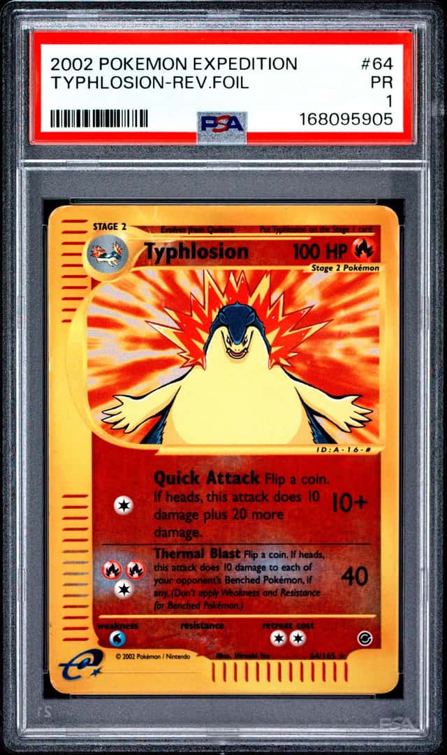 2002 POKEMON EXPEDITION #64 TYPHLOSION-REVERSE FOIL PSA 1