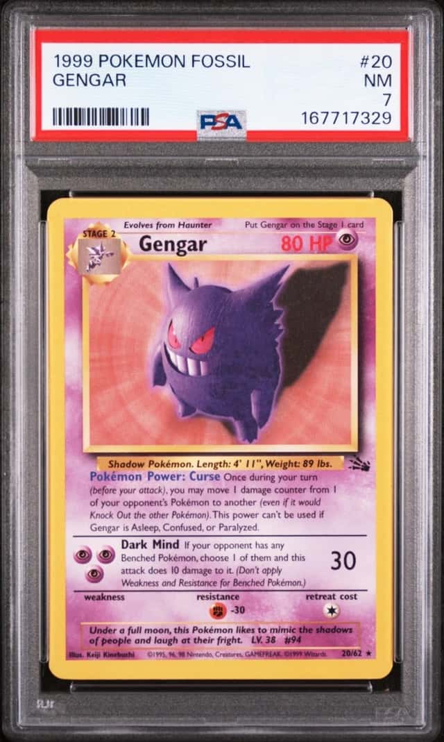 1999 POKEMON FOSSIL #20 GENGAR PSA 7