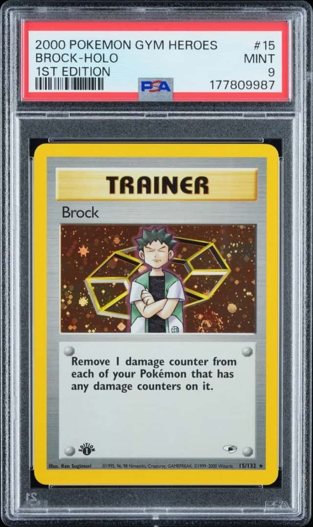 2000 Pokemon Brock Holo 15/132 1st Edition Gym Heroes PSA 9