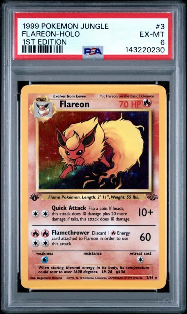 1999 Pokemon Jungle 1st Edition Flareon - Holo #3 PSA 6