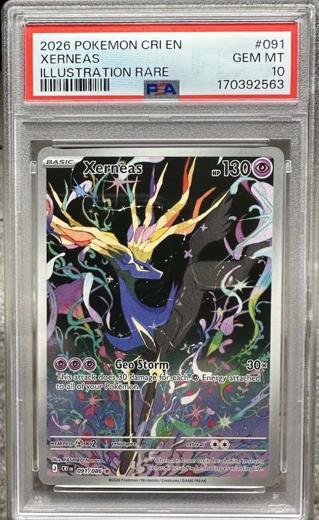 XERNEAS 2026 POKEMON CRI EN CHAOS RISING ILLUSTRATION RARE #091 PSA 10 GEM