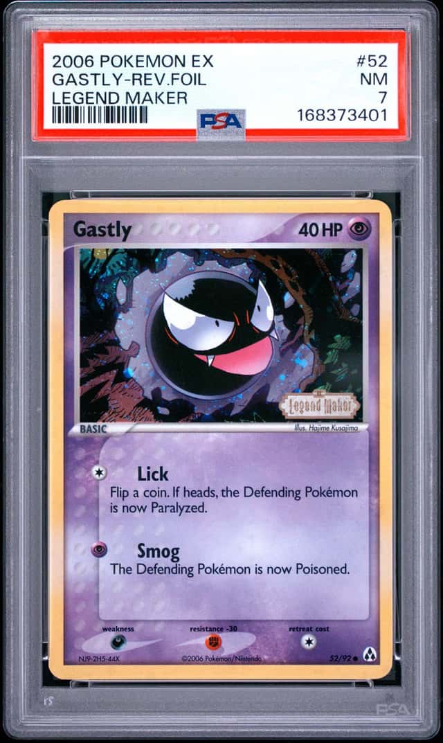 2006 POKEMON EX LEGEND MAKER #52 GASTLY-REVERSE FOIL PSA 7
