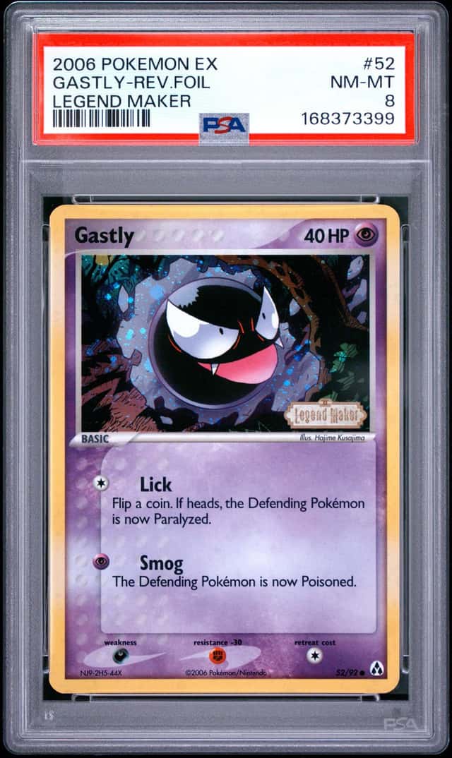 2006 POKEMON EX LEGEND MAKER #52 GASTLY-REVERSE FOIL PSA 8