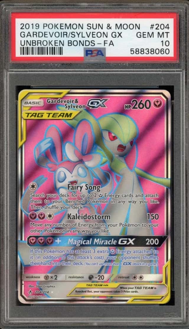 Pokemon Gardevoir & Sylveon Gx Unbroken Bonds 204/214 PSA 10 Gem Mint