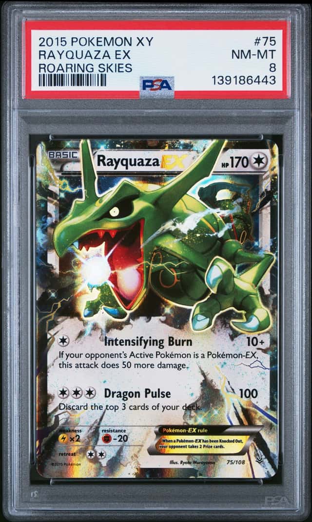2015 Pokémon Rayquaza 75/108 Roaring Skies Ultra Rare Holo 💥PSA 8 💥