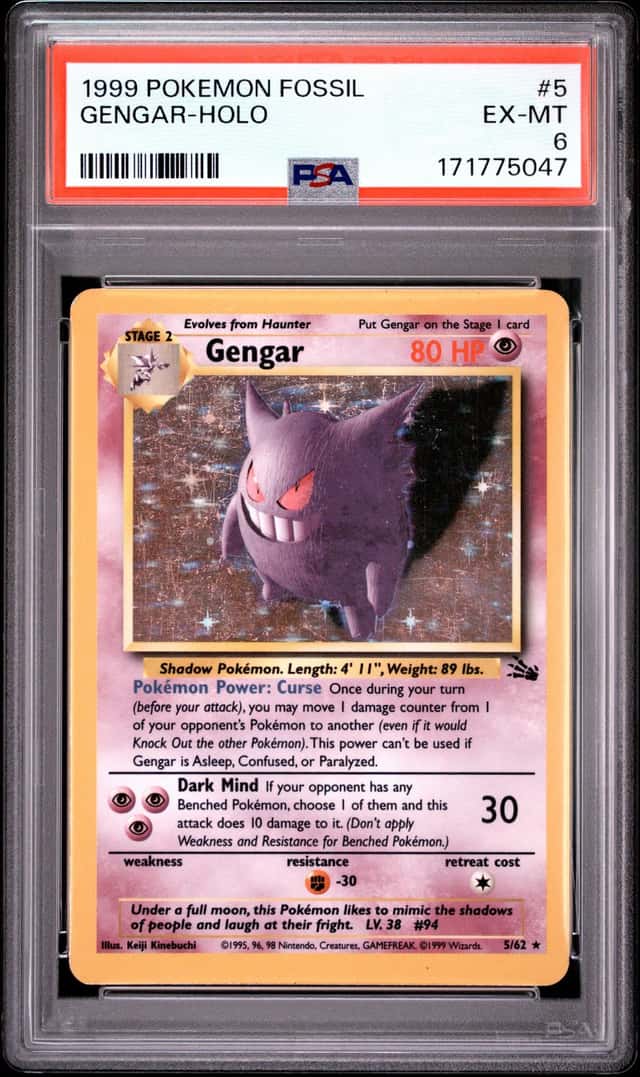 PSA 6 EX-MT 1999 Pokemon Fossil UNLIMITED #5 Gengar Holo