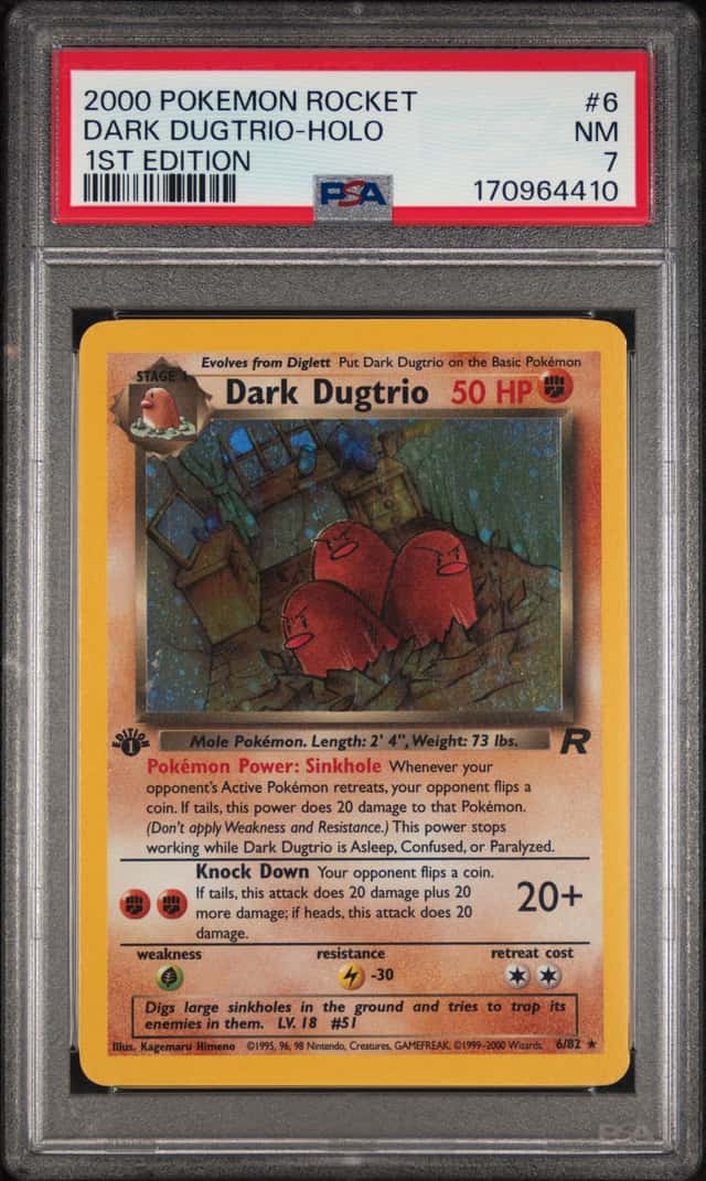 2000 POKEMON ROCKET 1ST EDITION #6 DARK DUGTRIO-HOLO PSA 7