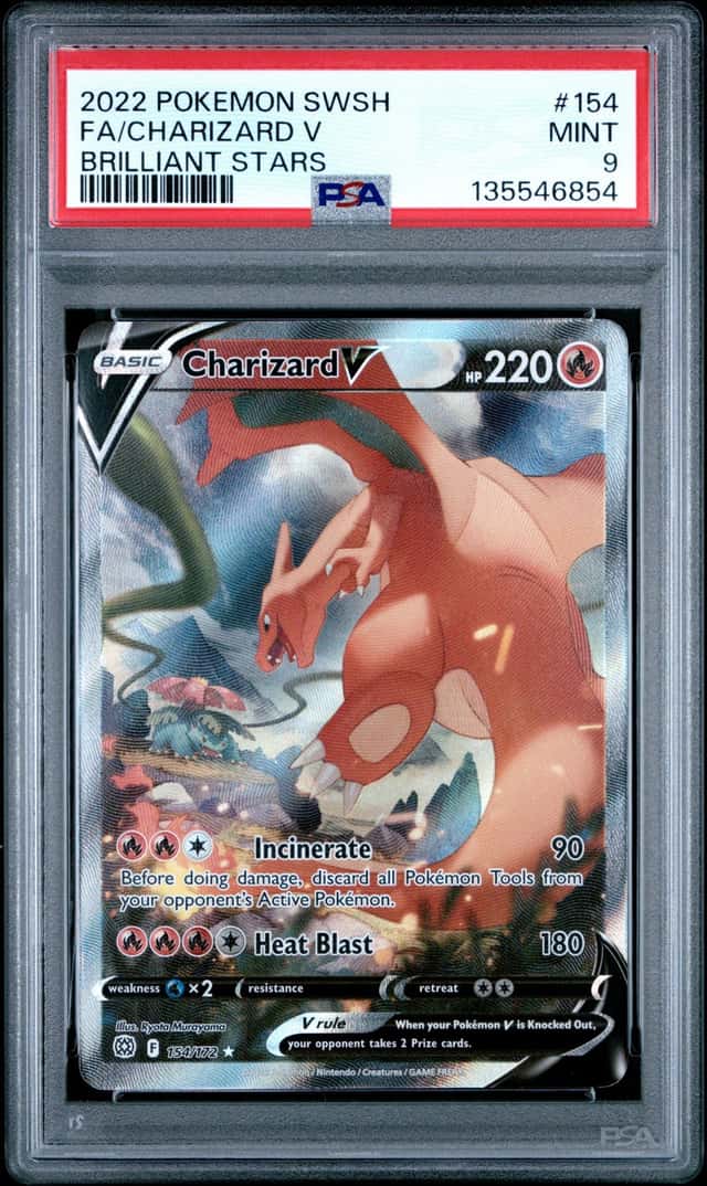 CHARIZARD V 2022 POKEMON BRILLIANT STARS 154/172 FULL ART PSA 9 Q3963-7