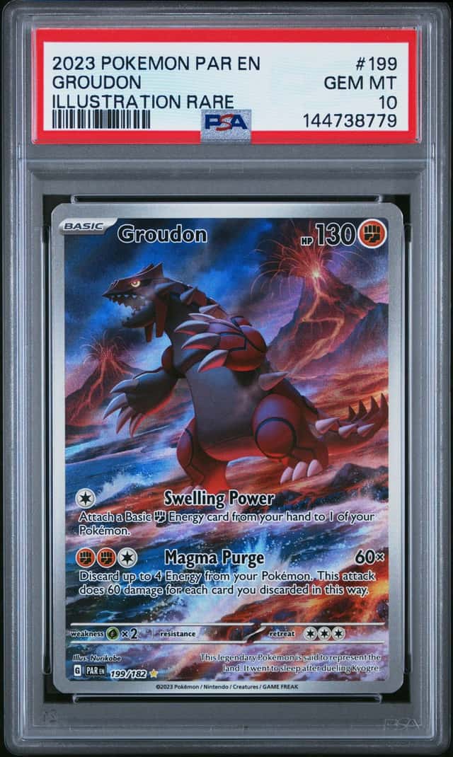 GROUDON 2023 POKEMON PARADOX RIFT 199/182 ILLUSTRATION RARE PSA 10 Q3963-7