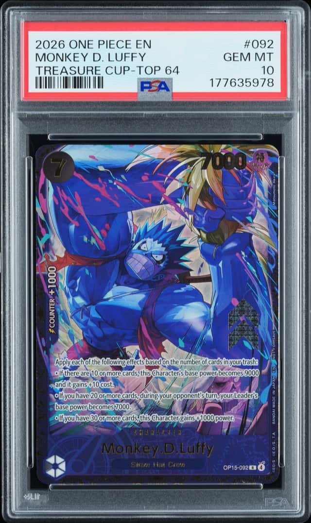 2026 ONE PIECE PROMOS #092 MONKEY D. LUFFY TREASURE CUP-TOP 64 PSA 10 GEM MINT