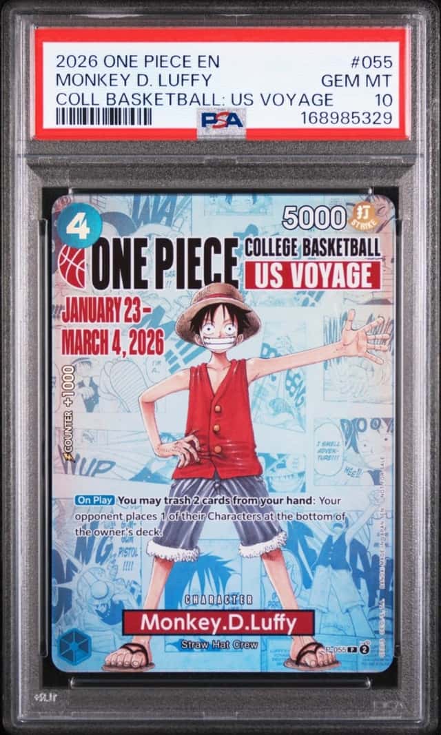 2026 ONE PIECE COLLEGE BASKETBALL: US VOYAGE PROMOS #055 MONKEY D. LUFFY PSA 10