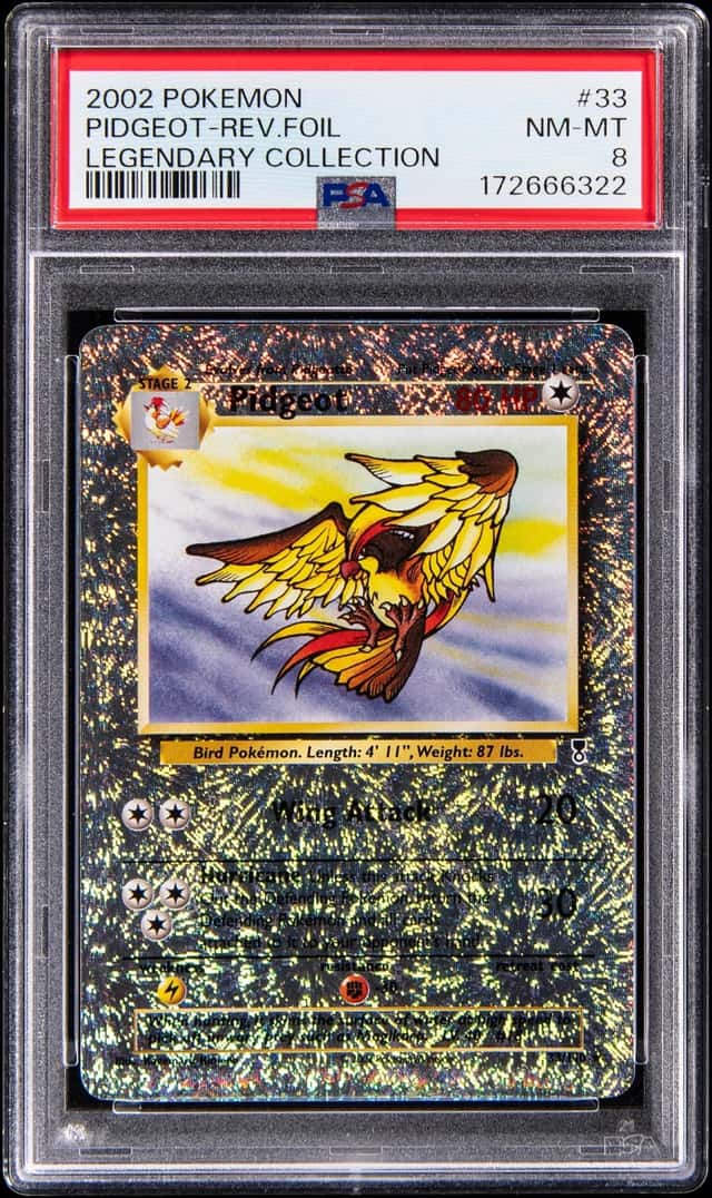 2002 Pokemon Legendary Collection Reverse Holo #33 Pidgeot - PSA NM-MT 8