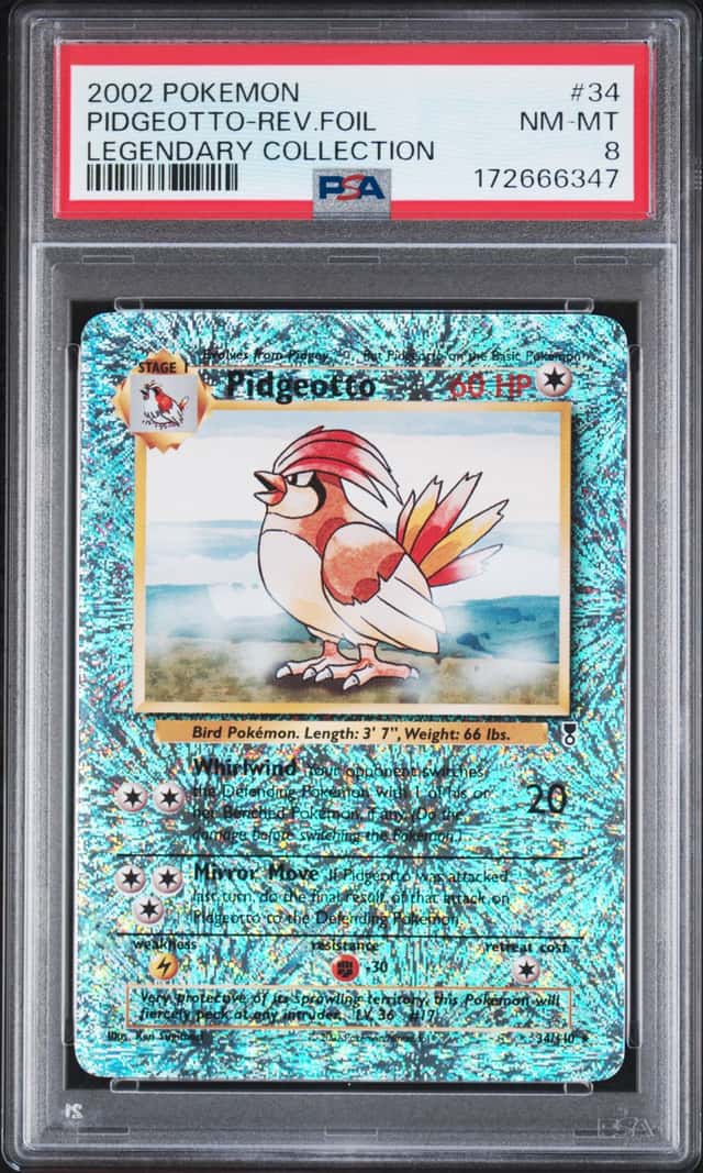 2002 Pokemon Legendary Collection Reverse Holo #34 Pidgeotto - PSA NM-MT 8