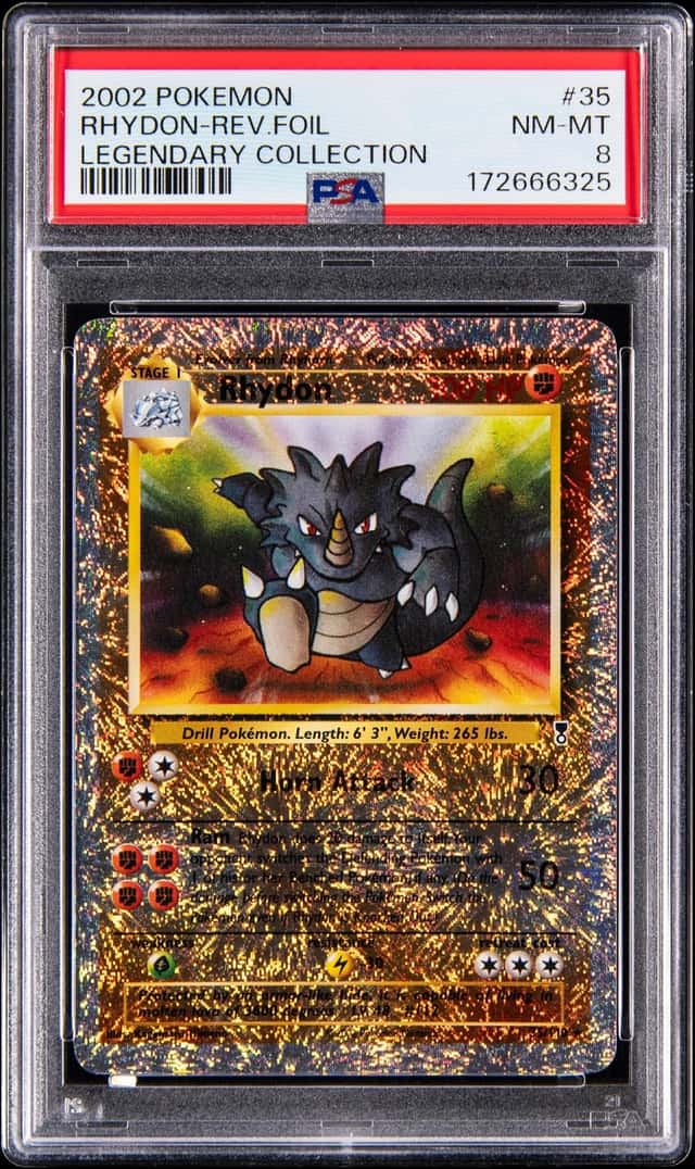 2002 Pokemon Legendary Collection Reverse Holo #35 Rhydon - PSA NM-MT 8