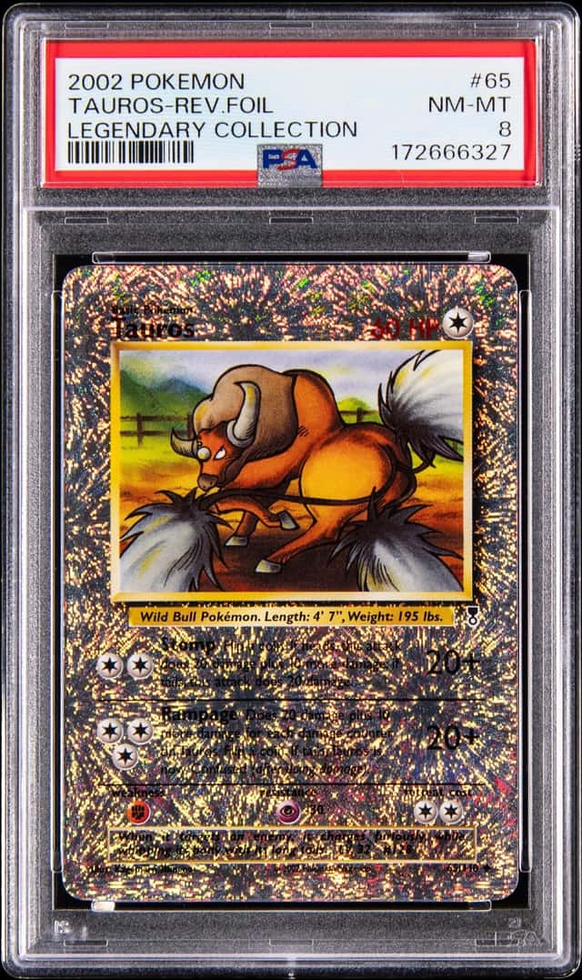 2002 Pokemon Legendary Collection Reverse Holo #65 Tauros - PSA NM-MT 8
