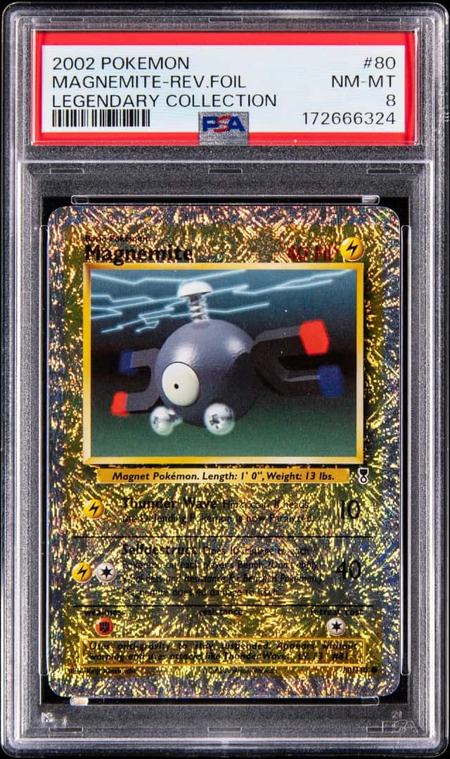 2002 Pokemon Legendary Collection Reverse Holo #80 Magnemite - PSA NM-MT 8