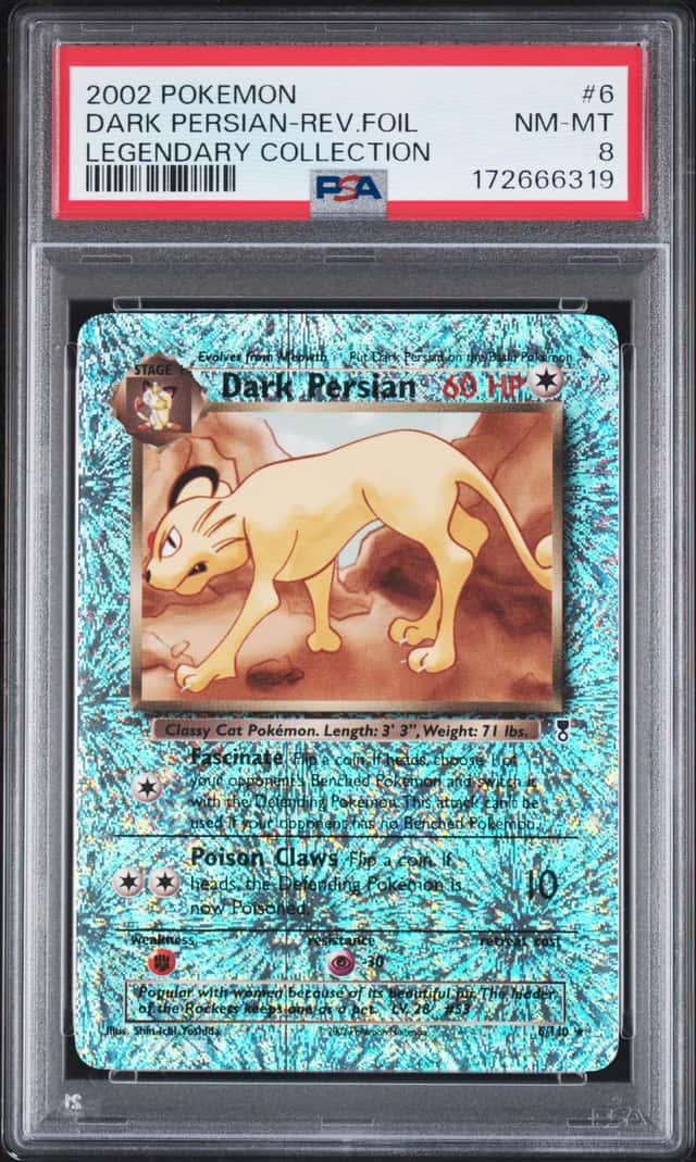 2002 Pokemon Legendary Collection Reverse Holo #6 Dark Persian - PSA NM-MT 8