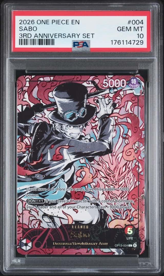 2026 ONE PIECE ENGLISH VERSION 3RD ANNIVERSARY SET #004 SABO PSA 10