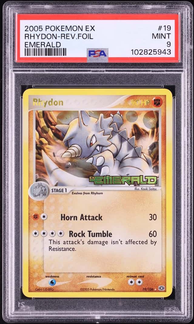 2005 Pokemon EX Emerald Reverse Holo Rhydon #19 PSA 9 MINT