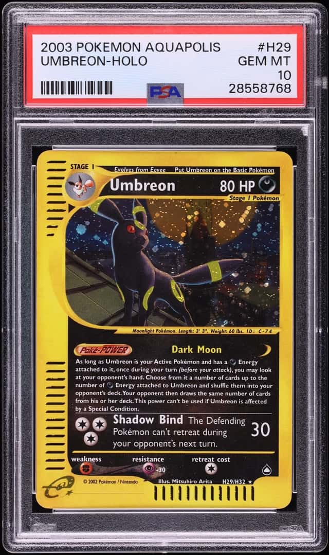 2003 Pokemon Aquapolis Holo Umbreon #H29 PSA 10 GEM MINT