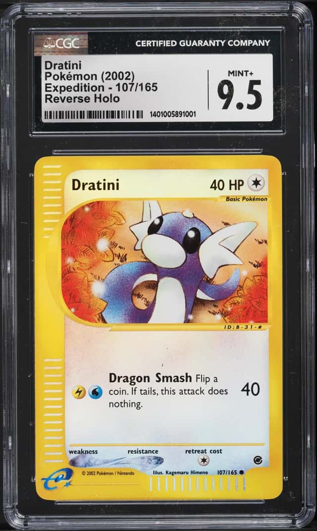 2002 Pokemon Expedition Reverse Holo Dratini #107 CGC 9.5 MINT+