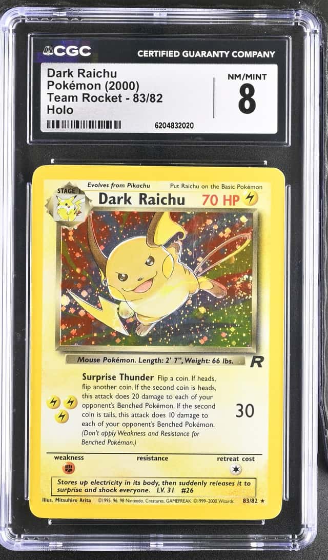 2000 Pokemon Team Rocket Holo Dark Raichu #83 CGC 8 NM-MT