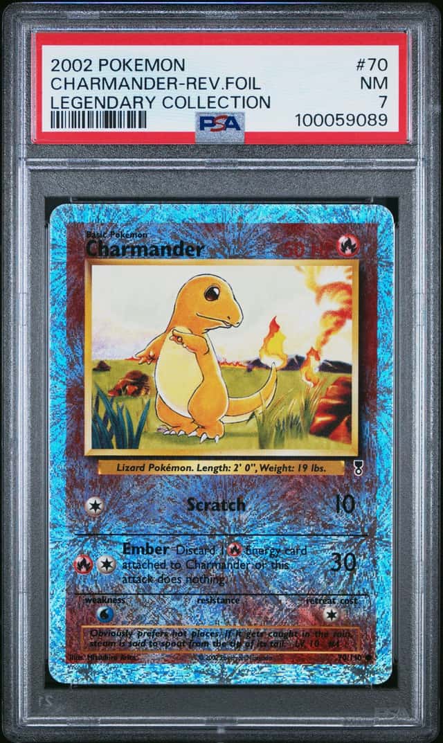 2002 Pokemon Legendary Collection Reverse Holo Charmander #70 PSA 7 NRMT