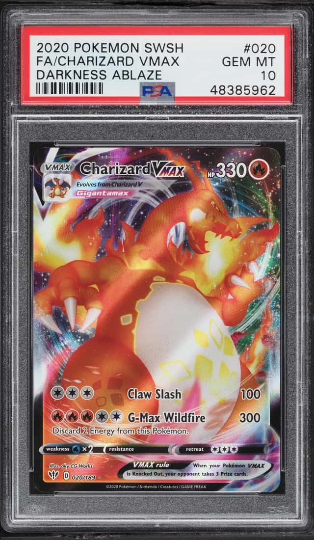 2020 Pokemon Sword & Shield Darkness Ablaze Full Art Charizard VMAX #20 PSA 10 GEM MINT